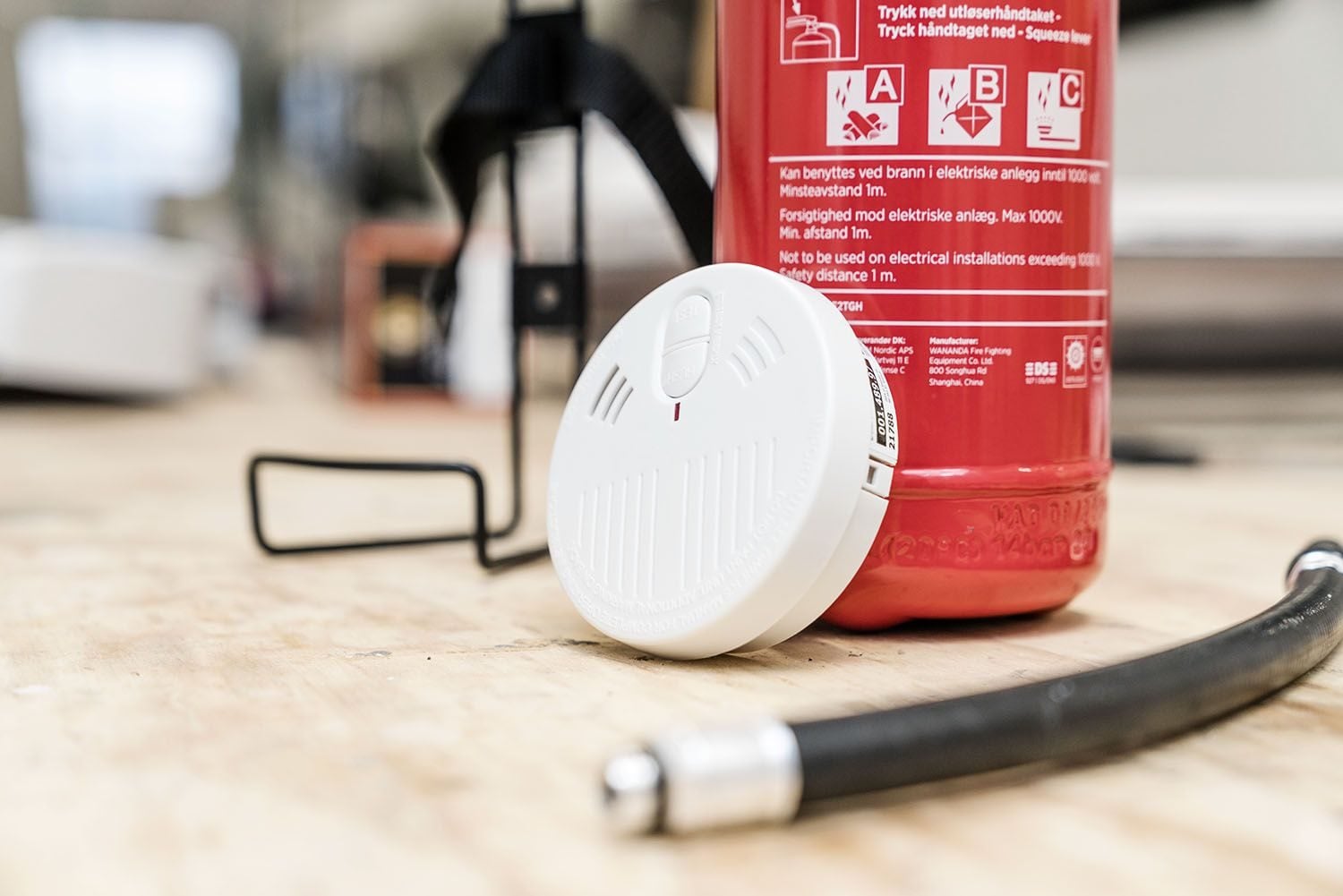 Røykvarsler og brannslukningsapparat til bobil