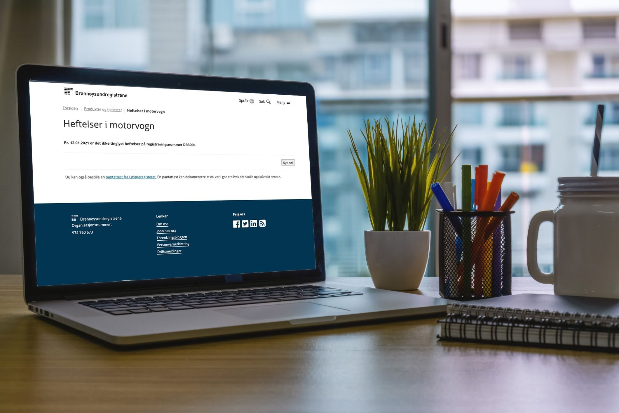 Heftelser i motorvogn - skjema på skjerm